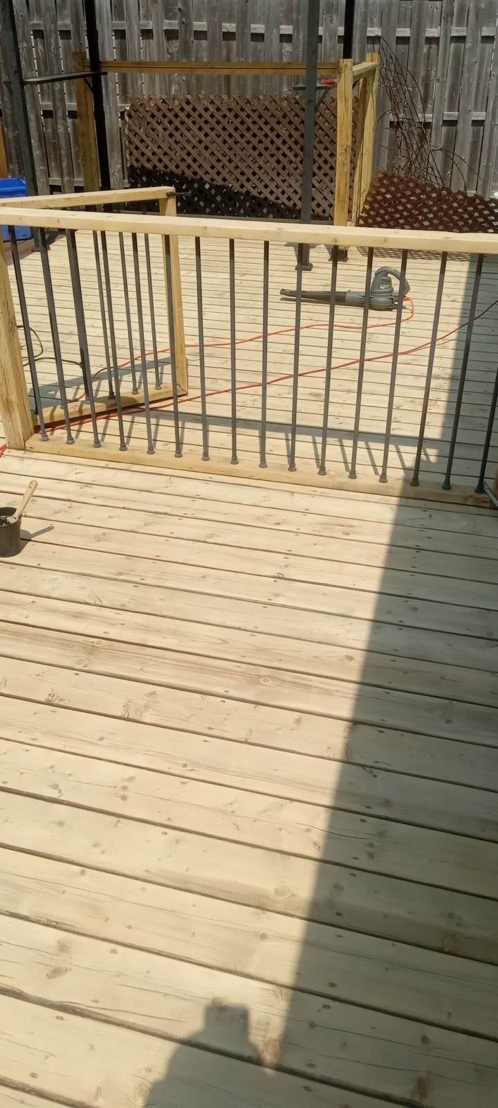 Backyard deck refinished — before
